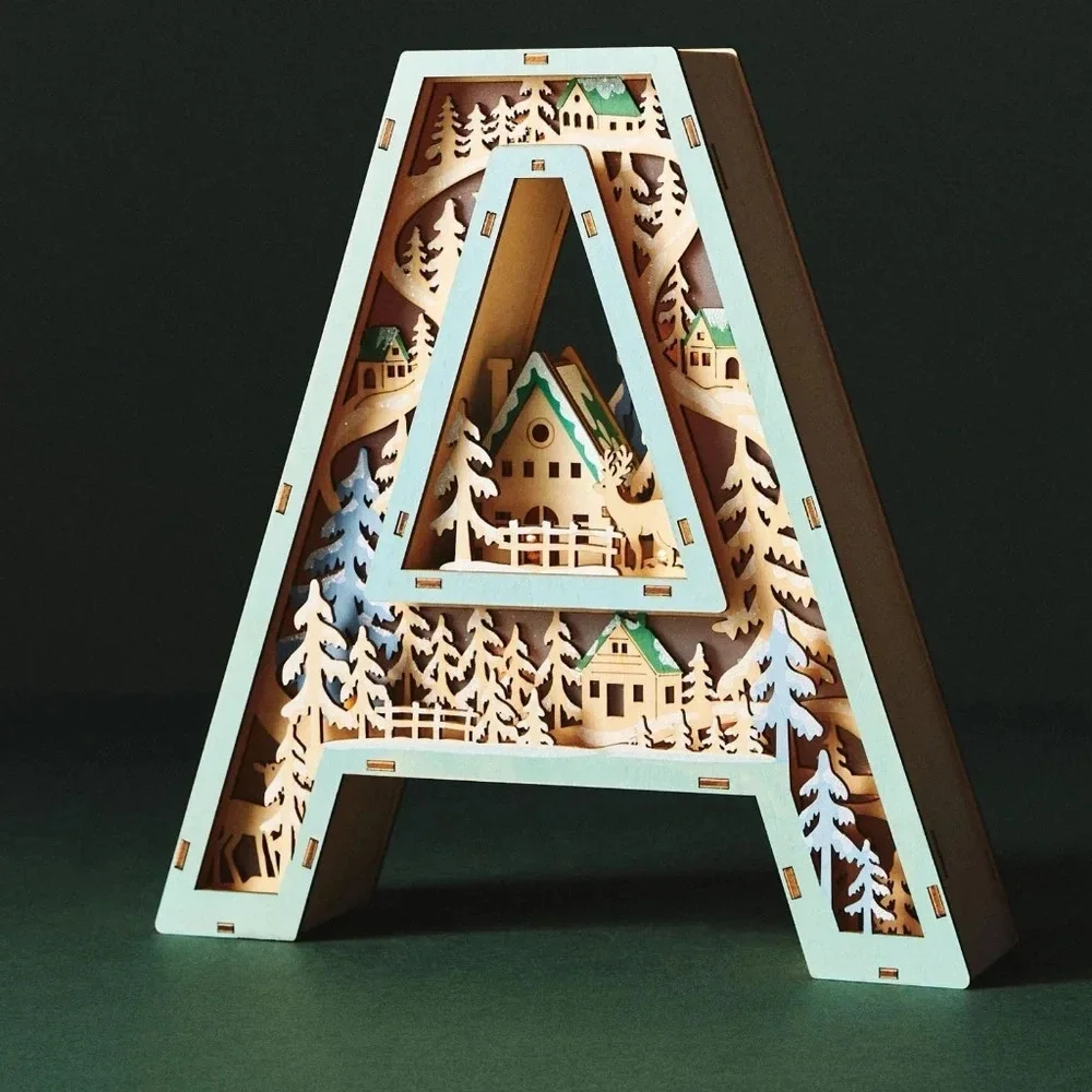 Anthropologie Monogram Wonderland Light-Up Scene Letter A